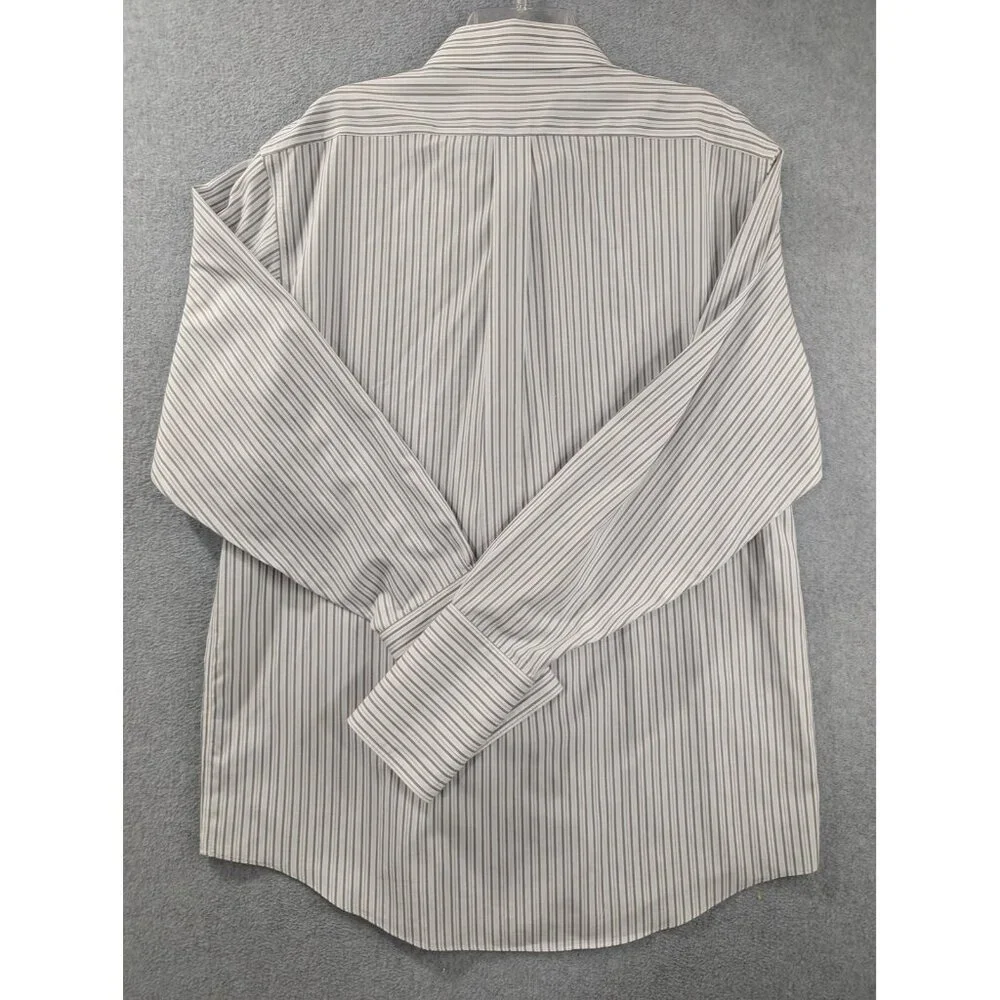 Brooks Brothers Shirt Mens 16.5 34 Blue Gray Striped Regular Fit Non Iron Supima - Picture 6 of 9